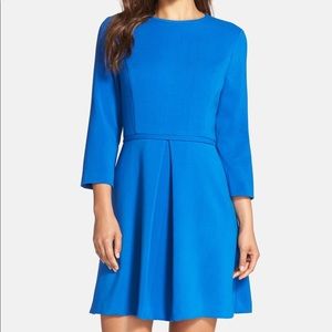 Eliza J Pleated Crepe Fit and flare Dress
